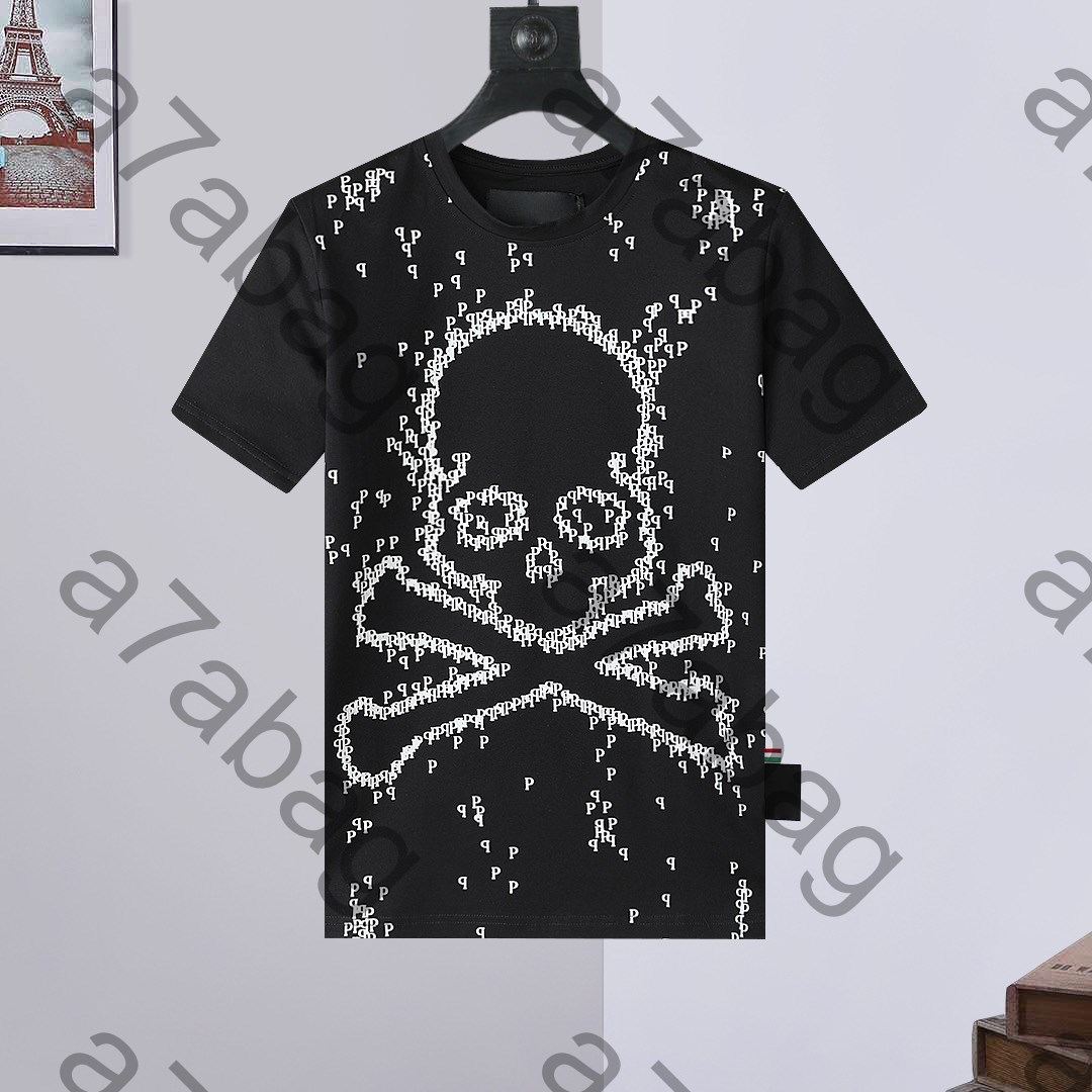 5A Designer tee luxury t-shirt 2025 brand designer tshirt spray letter short-sleeved summer Rhinestone Skull skeleton Men T-shirts 01
