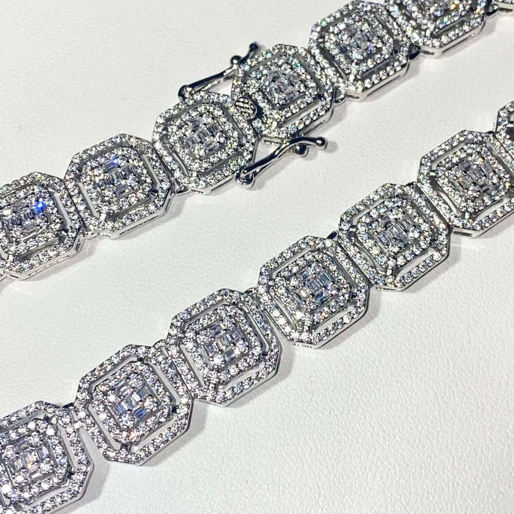 Clarity 14k White Gold Premium Quality VVS Moissanite Dia Iced Out Custom Chain for Unisex