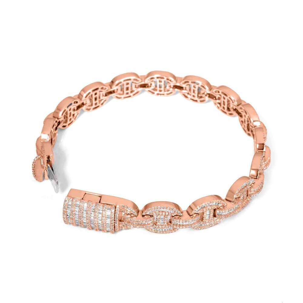 Moissanite dia Bracelet Rose Gold Link Mossinate Dia Cuban Chain Necklace Jewelry