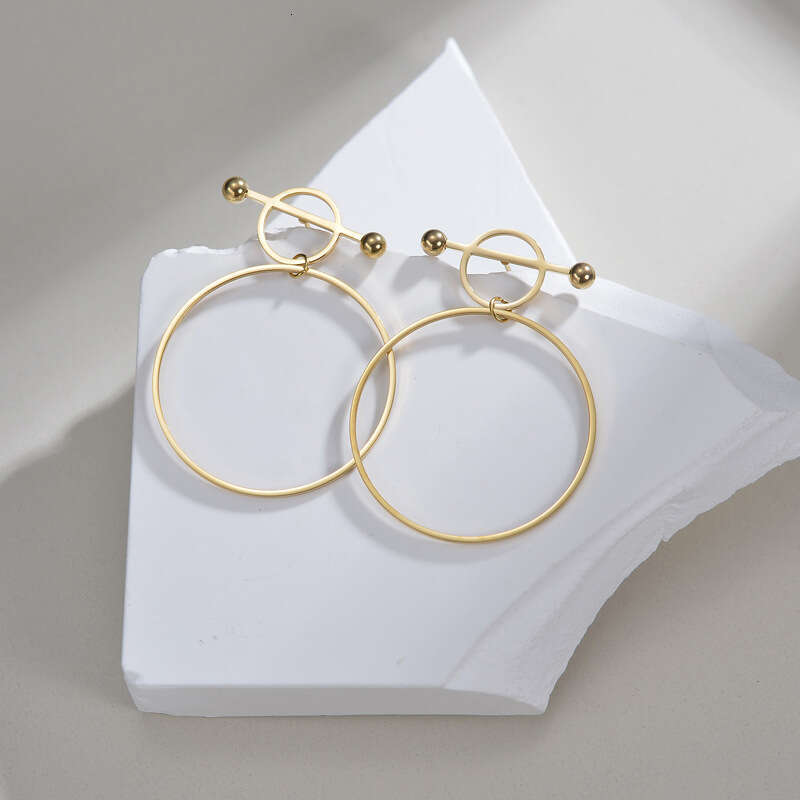 Fashion Simple for Women INS Niche Design Stainless Steel Gold Hoop Earrings