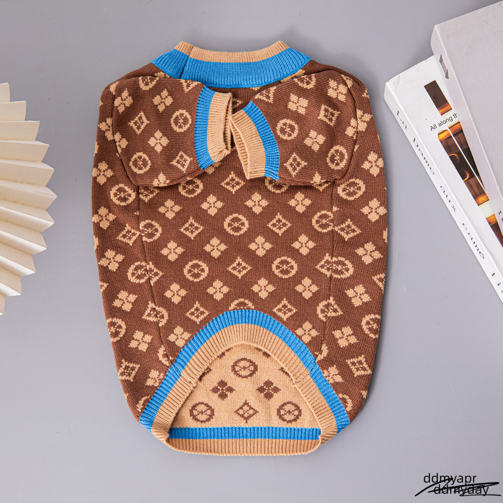 Dog Sweaters Small Medium Dogs Fall Classic Knitted Flower Pattern Puppy Holiday Winter Coat Clothes For Female Girl Male Boy Warm Brown XXL ddmyday d