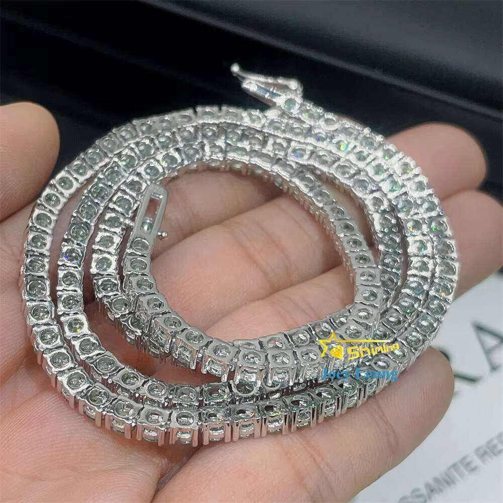 New Design Pass Dia Tester Hip Hop Jewelry Sier Iced Out 2mm 3mm 4mm 5mm Blue Green Color Moissanite Tennis Chain