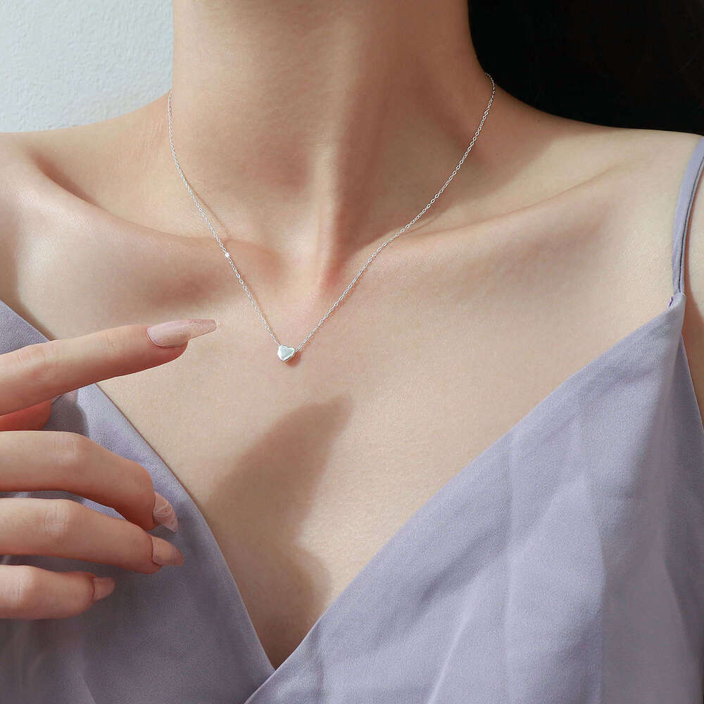 DHpet 2025 Spring Women's High end S999 Sterling Silver Heart shaped Necklace
