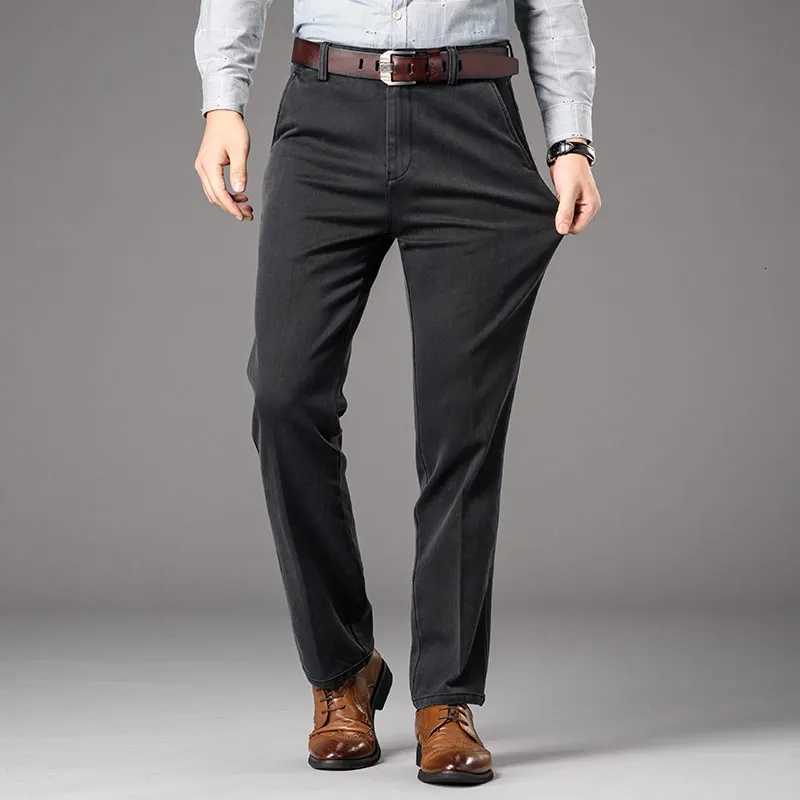 Spring Autumn Mens Classic Business Jeans Straight Elastic Fashion Washed Denim Trousers Brand Clothing Office Jean Pants Male W250905