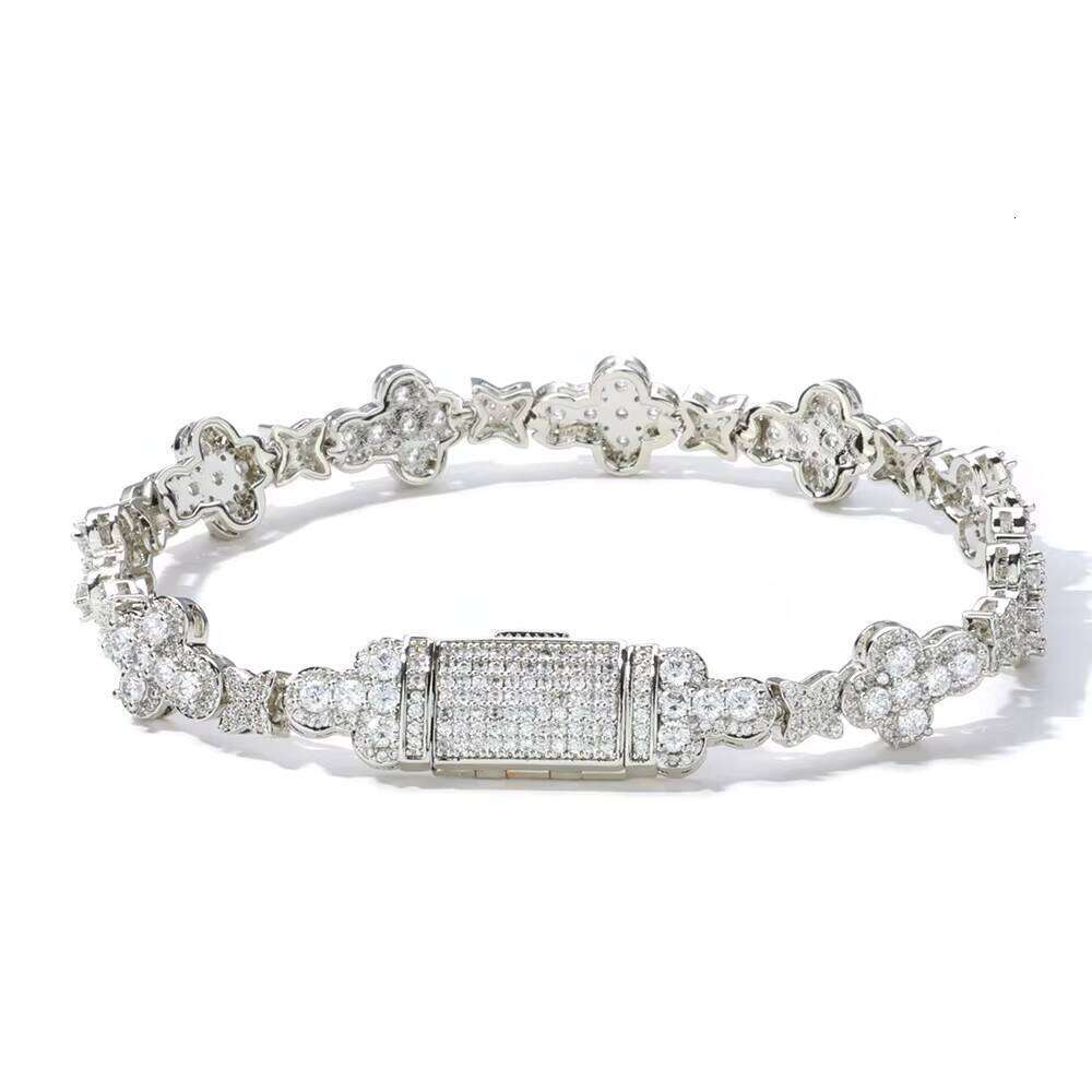 FineJewelry VVS Moissanite Dia Tennis Chain Bracelet for Women High Quality Gold Sier Star Shape Bling Hip Hop Style Religious