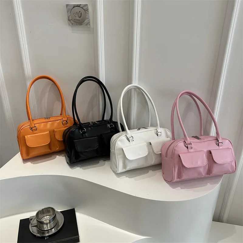 Casual Double Pocket Design Women Shoulder Bags Commuter Large Capacity Ladies Armpit Bag Fashion Pure Color Female Handbags Z250903