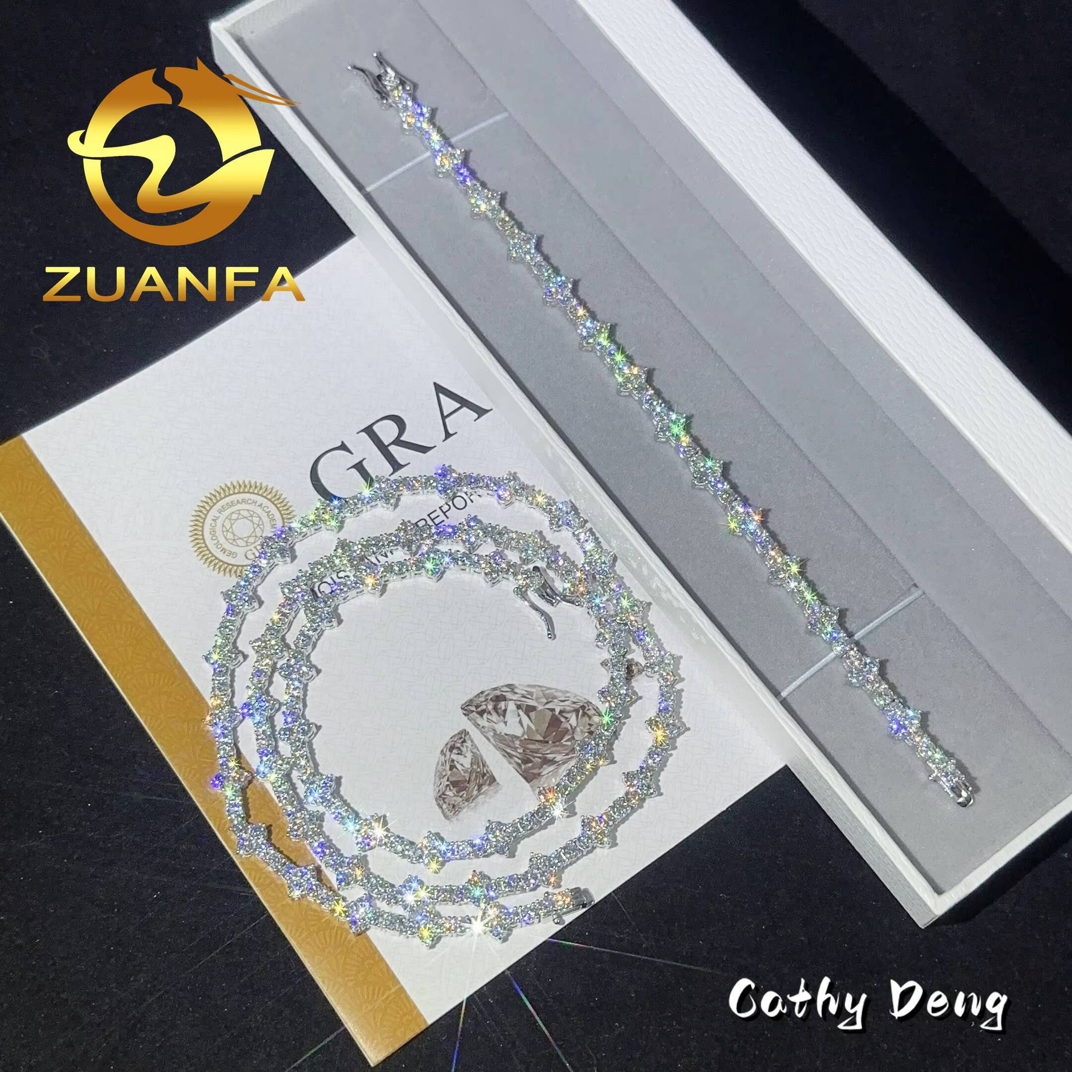 New Trendy Fashion Jewelry 30mm Mini Cross Moissanite Tennis Chain With GRA Certificate Hip Hop Tennis Necklace Bracelet