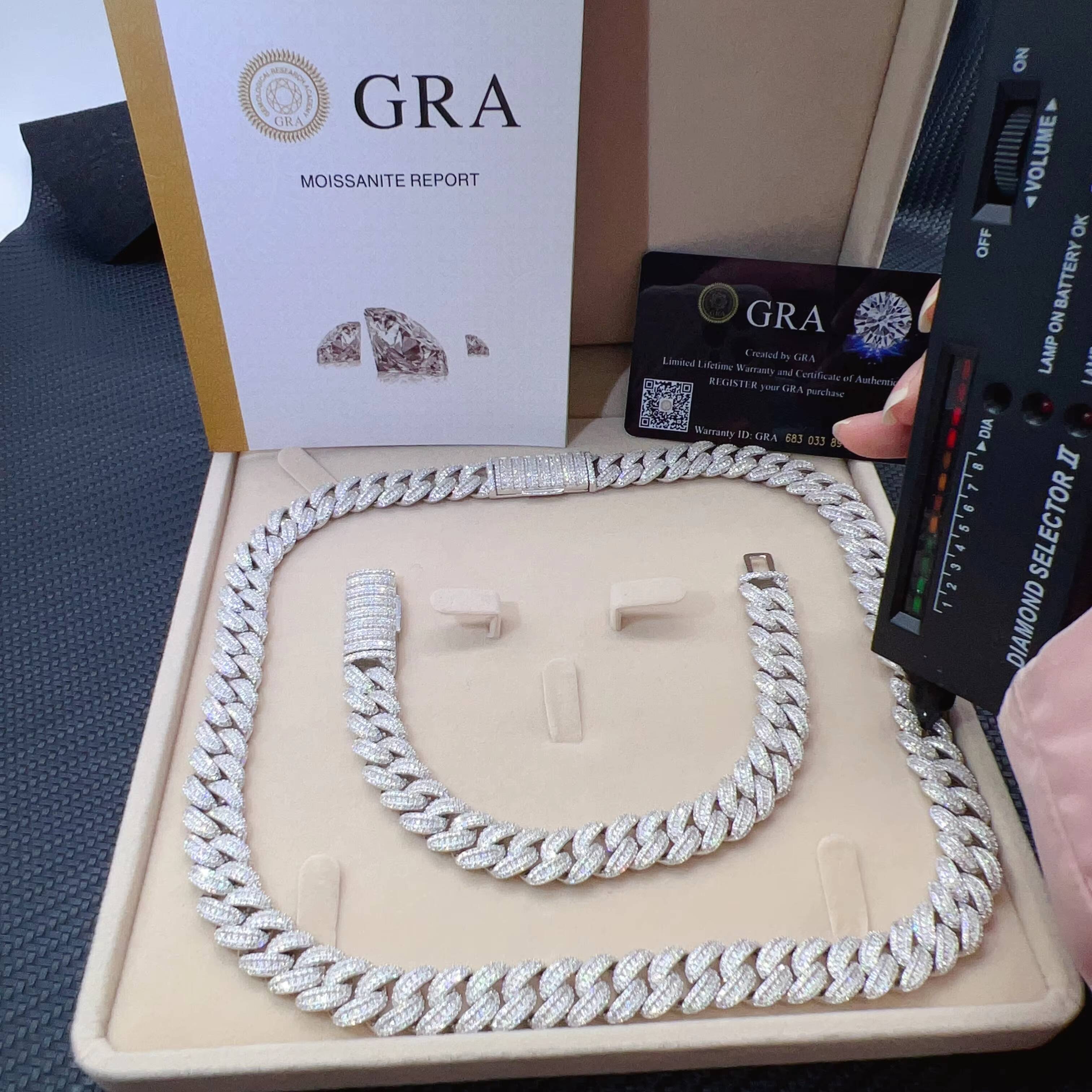 13MM Width Fine Jewelry Men Necklace Sterling Silver 925 Iced Out Moissanite Hip Hop Iced Out Cuban Link Chain