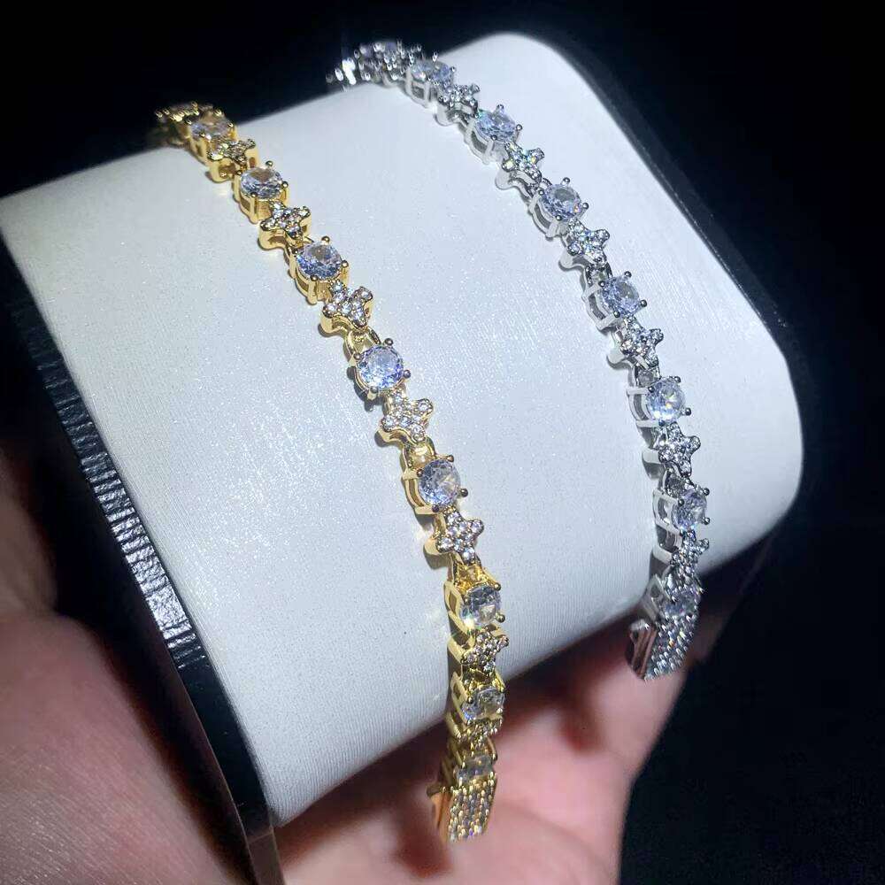 Small Cross Design Fashion Chain & Moissanite-Iced Out Hip Hop Style Brass Cuban Link Bracelets