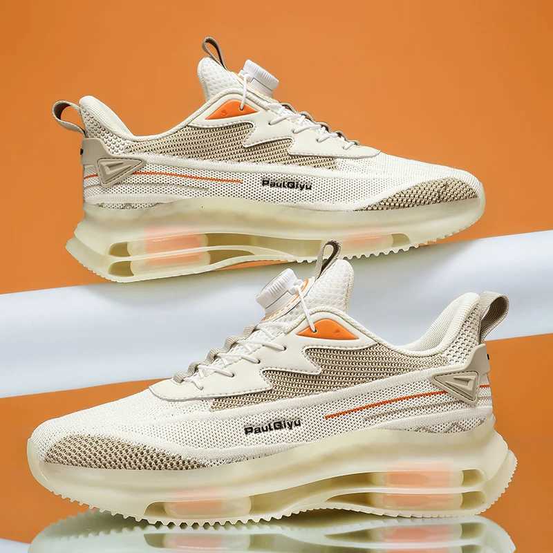 Mens Thin Mesh Shoes with Rotating Buttons LaceFree Sports and Casual Shoes Breathable Running Shoes Z250905