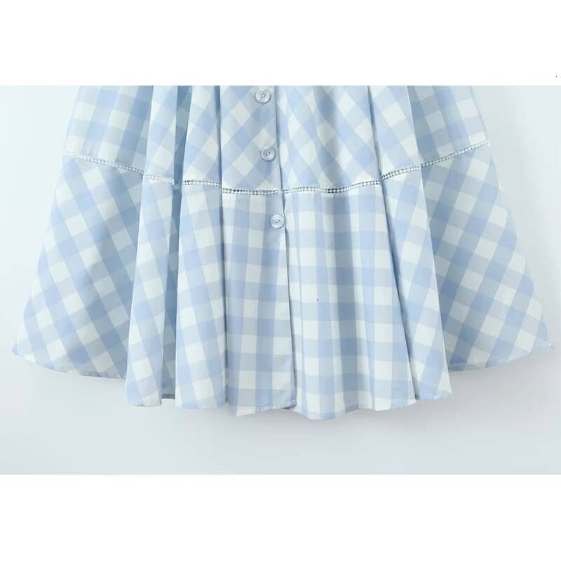 2025 new sexy camisole corset style patch plaid dress design women's front button elegant A-line Midi summer dress tie bandage robe designer clot