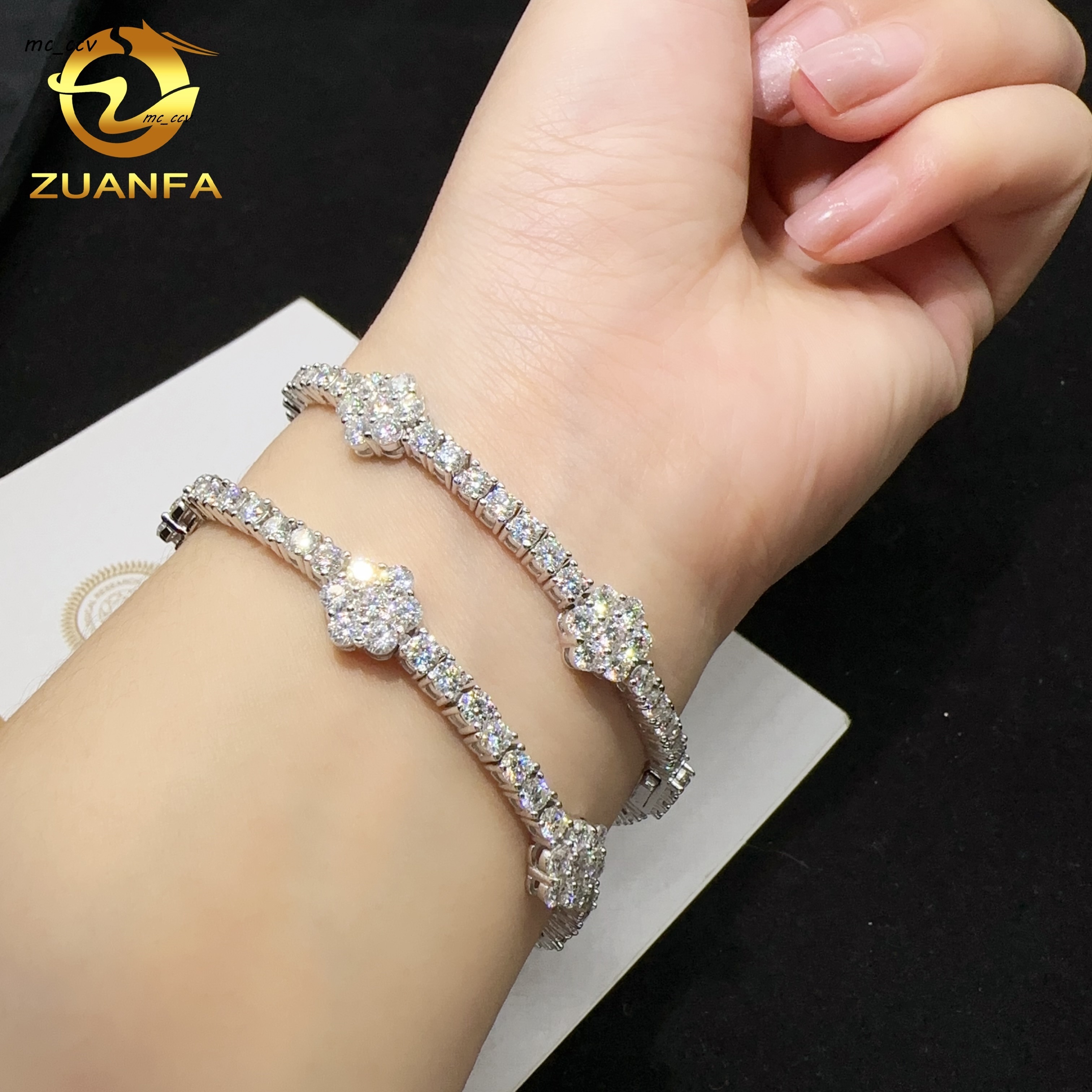 RTS Sterling Silver 925 Bracelet Vvs Moissanite Iced Out Hip Hop Lab Diamond Jewelry Tennis Chain Bracelet