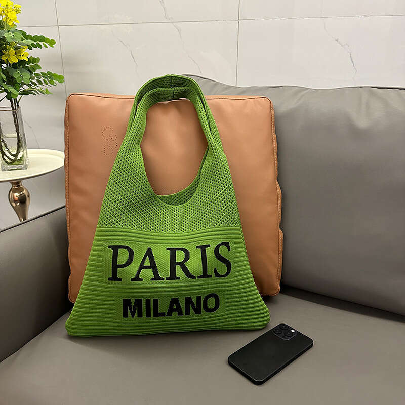 2025 New Letter Large Capacity Knitted Shoulder Casual Exquisite Handbag Versatile Commuter Tote Bag