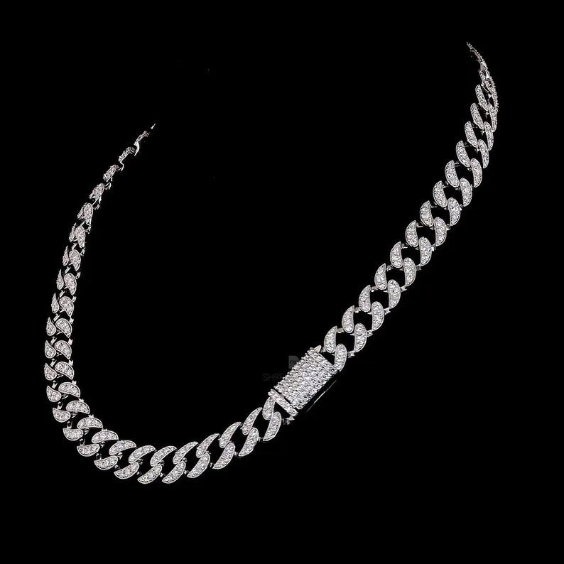 VOAINO Crystal Pave Cuban Chain 9K 14K 18K Gold Tone Hiphop Necklace for Men and Women Party Luxury Gift