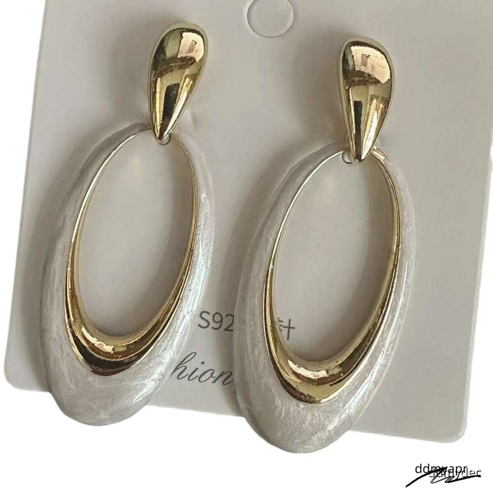 Enamel Geometric - Oversized Hollow Pearl White Dangle Earrings With Shell Motif ddmydec (2025 Minimalist Statement Jewelry) ddmydec