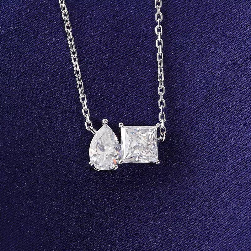 Minimalist 2 Stone Necklace Dainty Necklace 10k White Gold 2 Diamond Graduation Necklace Gift for Her Motivational Present