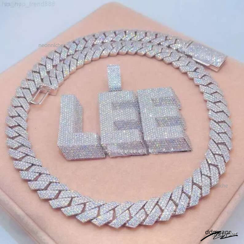 Customized DIY Name Letter Pendant 20Mm ddmydec Cuban K Chain Necklace Sterg Sier Moissanite Baguette Dia Pendent For Men ddmydec