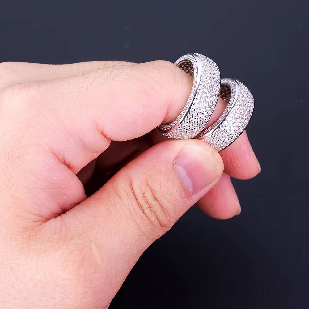 Wholesale Custom Luxury Fine Jewelry Sterling Silver 925 Hip Hop Cuban Iced Out Diamond Mossanite Moissanite Rings for Men Women