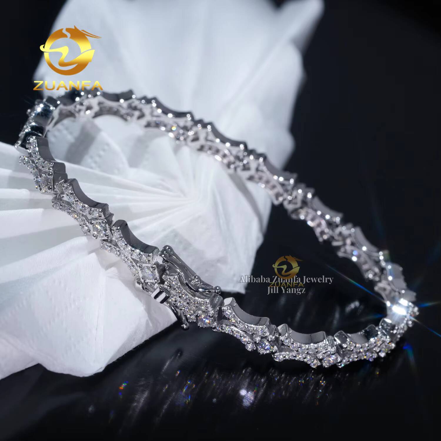 X Shape Bracelet 6mm Moissanite Tiny Cuban Chain Moissanite Bracelet Gift Idea Hip Hop Jewelry for Girl