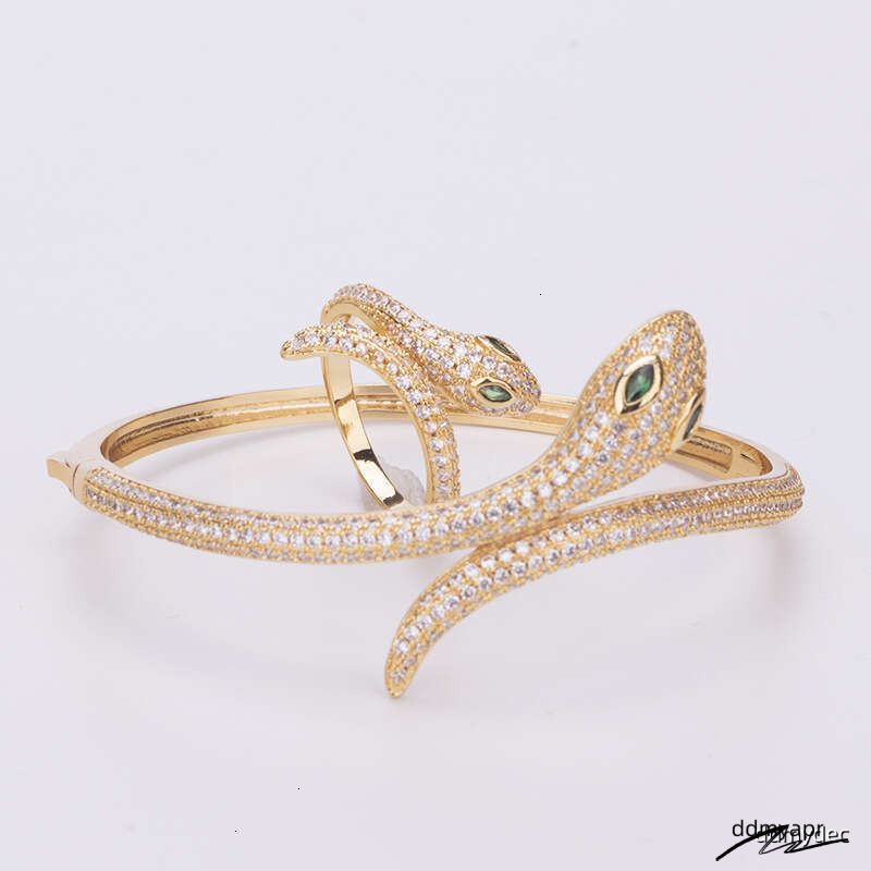 Serpent Bracelet - Gold/Rose Gold/Sier Plated Snake Jewelry With Stones For Women (17.1Cm ddmydec Inner Circumference) ddmydec