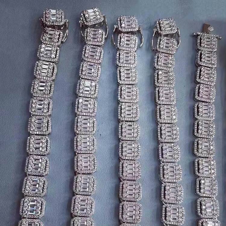 GZYS JEWELRY Wholesale 13MM Diamond Chain Iced Out Buguette Chain Expensive