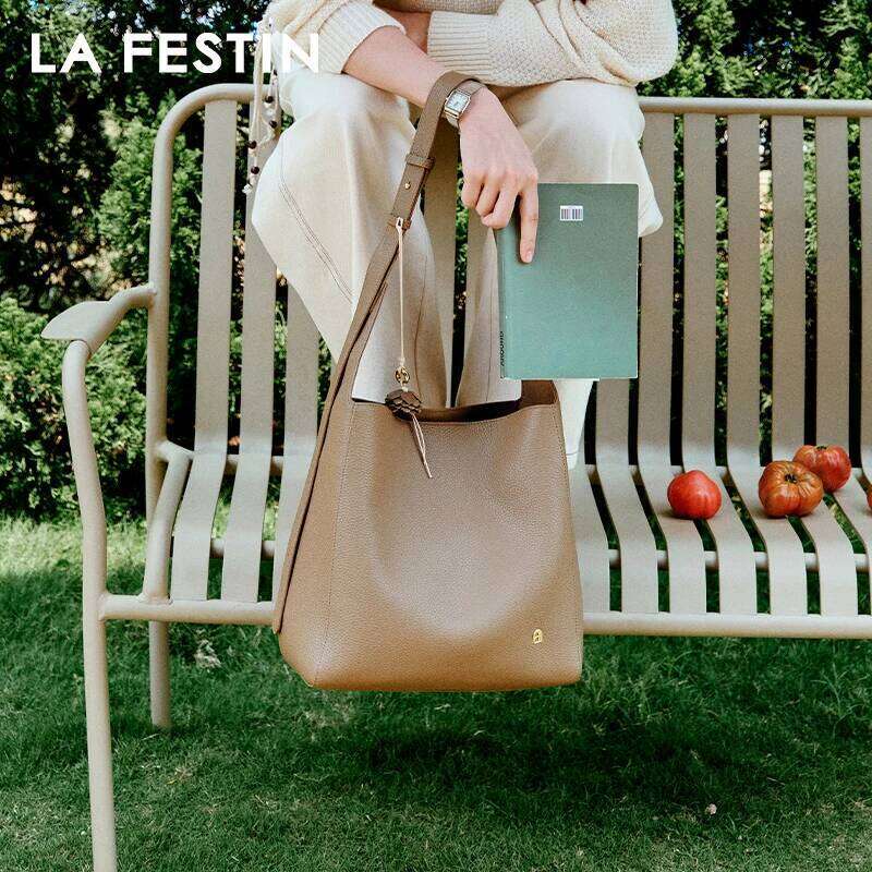 LA FESTIN Original 2025 New Leather Shoulder Tote for Women Fashion Bucket brand Large Capacity Crossbody Bag