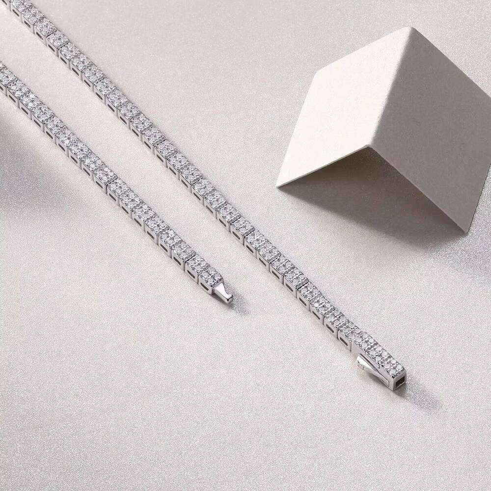 Wholesale Moissanite Tennis Chain Necklace Women's Fashion S Pure Sier Gold-plated Collarbone Style Daily Wear