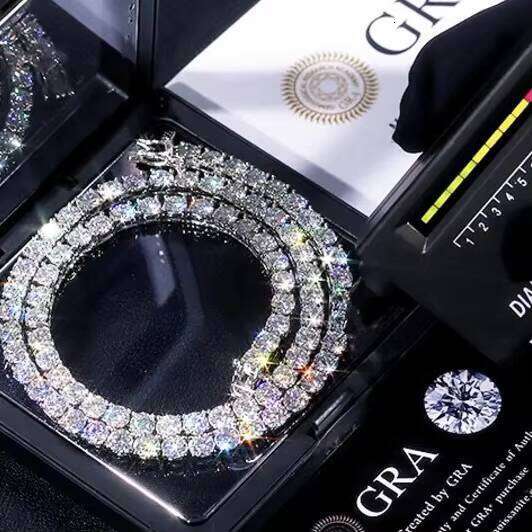 Customizable 4mm 5mm VVS Sterling Sier Iced Out Hiphop Moissanite Tennis Chain