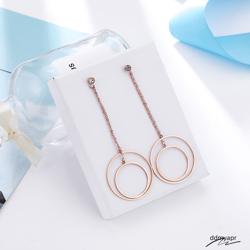 Titanium Steel Rose Gold Designer For Women, Hollow Circle Tassel Versatile Ddmydec Fashion Ladies' Jewelry Earrings Accessories Wholesale
