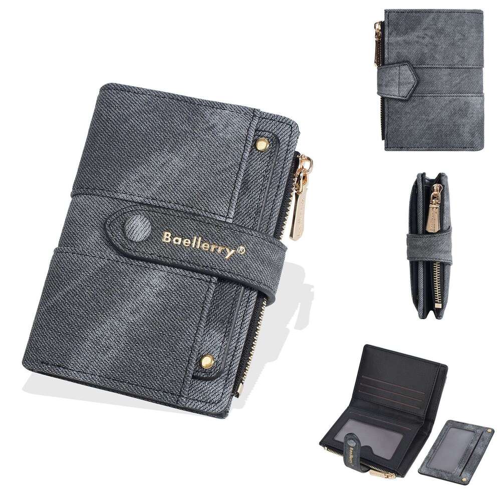 New Women's Short High-end Multi-card Slot Detachable ID Fashion Zipper Wallet Card Holder Combo