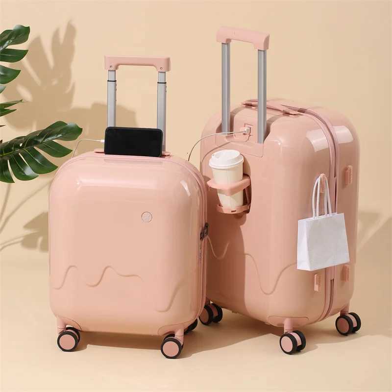 Cute MultiFunctional Suitcase Portable Trolley Case Up Holder USB Charging To Interface Scroll Wheel Hand Push Password Box Z250905
