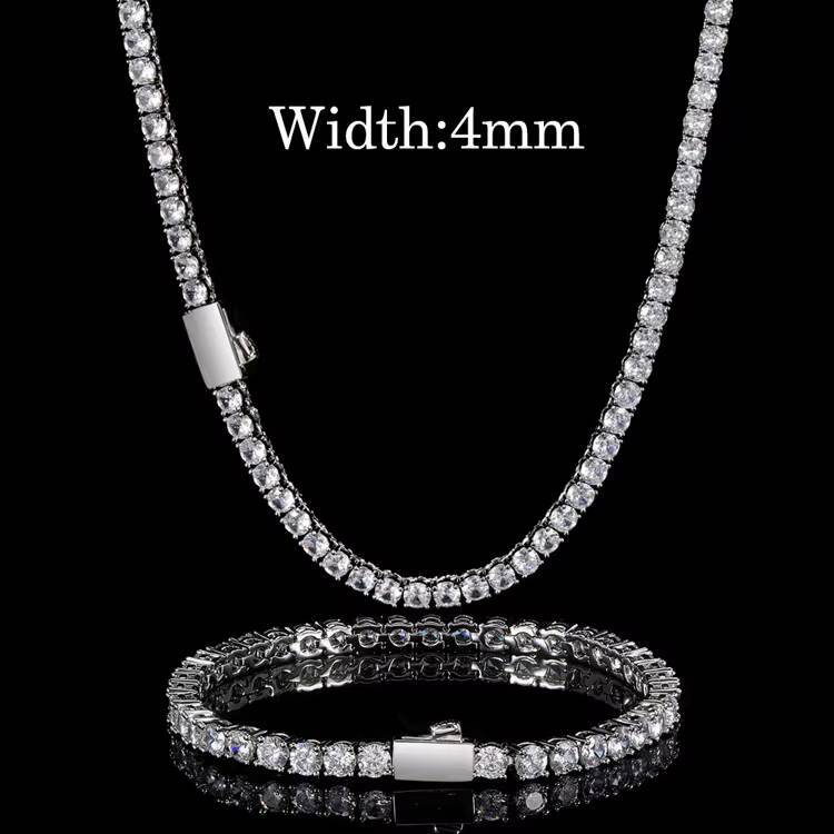 GZYSJEWELRY Wholesale Tennis Chain Ice Moissanite Stone Hip Hop Necklace Diamond Chains