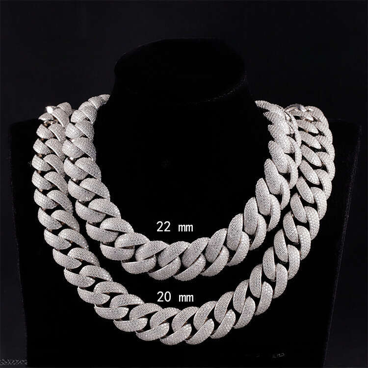 Wholesale VVS Moissanite Iced Chain for Mens 13mm-22mm Wide Solid Sier Gold Plated Dia Rapper Cuban Link Necklace