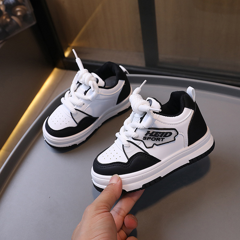 Kids Shoes Toddler Sneakers Children Skateboarding Shoe Black White Grey Color Infant Boys Girls Baby Athletic Outdoor Trainers Size US5.5C-US1Y L0110