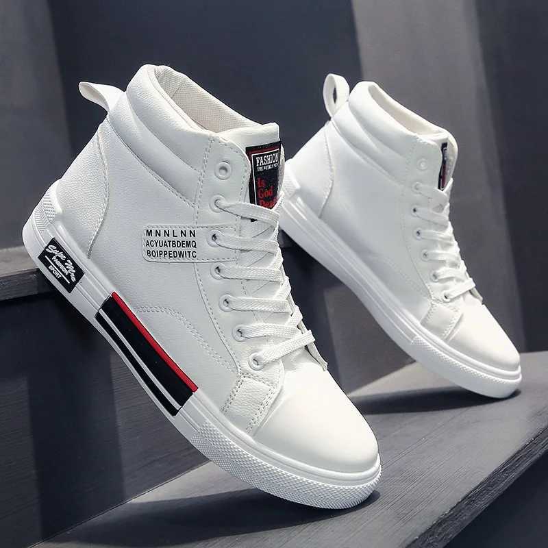 Fashion Leather Men Canvas Shoes Autumn HighTop Casual Shoes for Men NonSlip Male Sneakers Flat Tenis Shoes Zapatillas Hombre Z250905