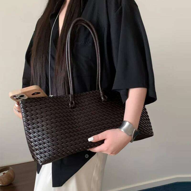 Large Capacity Weave Tote Bags For Women Designer Handbag Purse 2025 New In Fashion Simple Commuting Underarm Shoulder