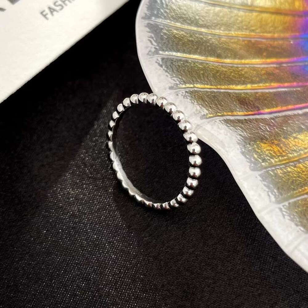 High Version Fanjia Ring for Women, Rose Gold Plated, CNC Precision Carved, Stackable Round Pearl Women's Ring, Couple Rings