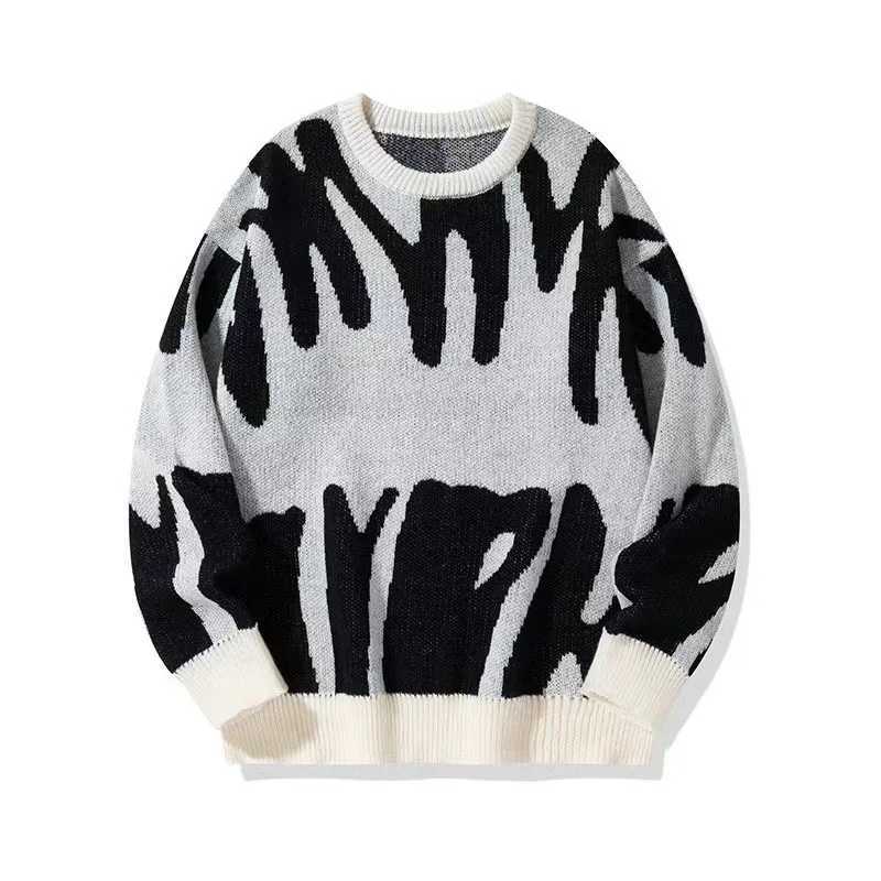 Womens and Mens Long SLeeve Drop Shoulder Crewneck Couple Sweater Jacquard Knitted Fabric Z250905