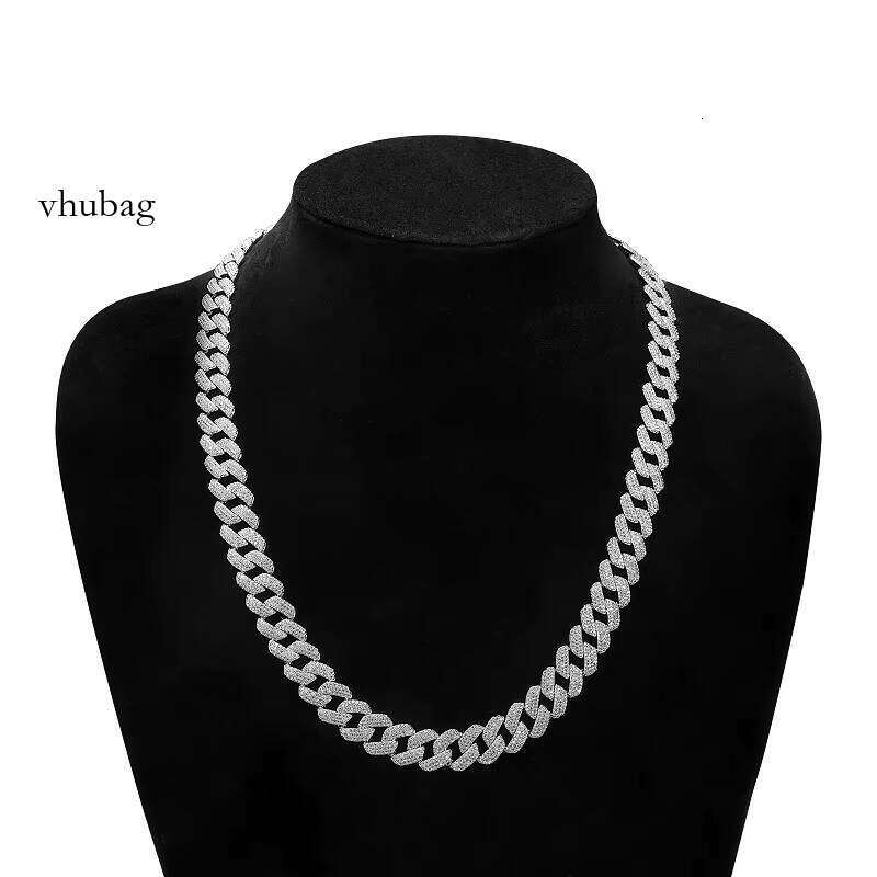 Custom High Quality Sier Link Chain 14mm Moissanite Hip Hop Jewelry Gold Plated Iced Out Cuban Man Necklace