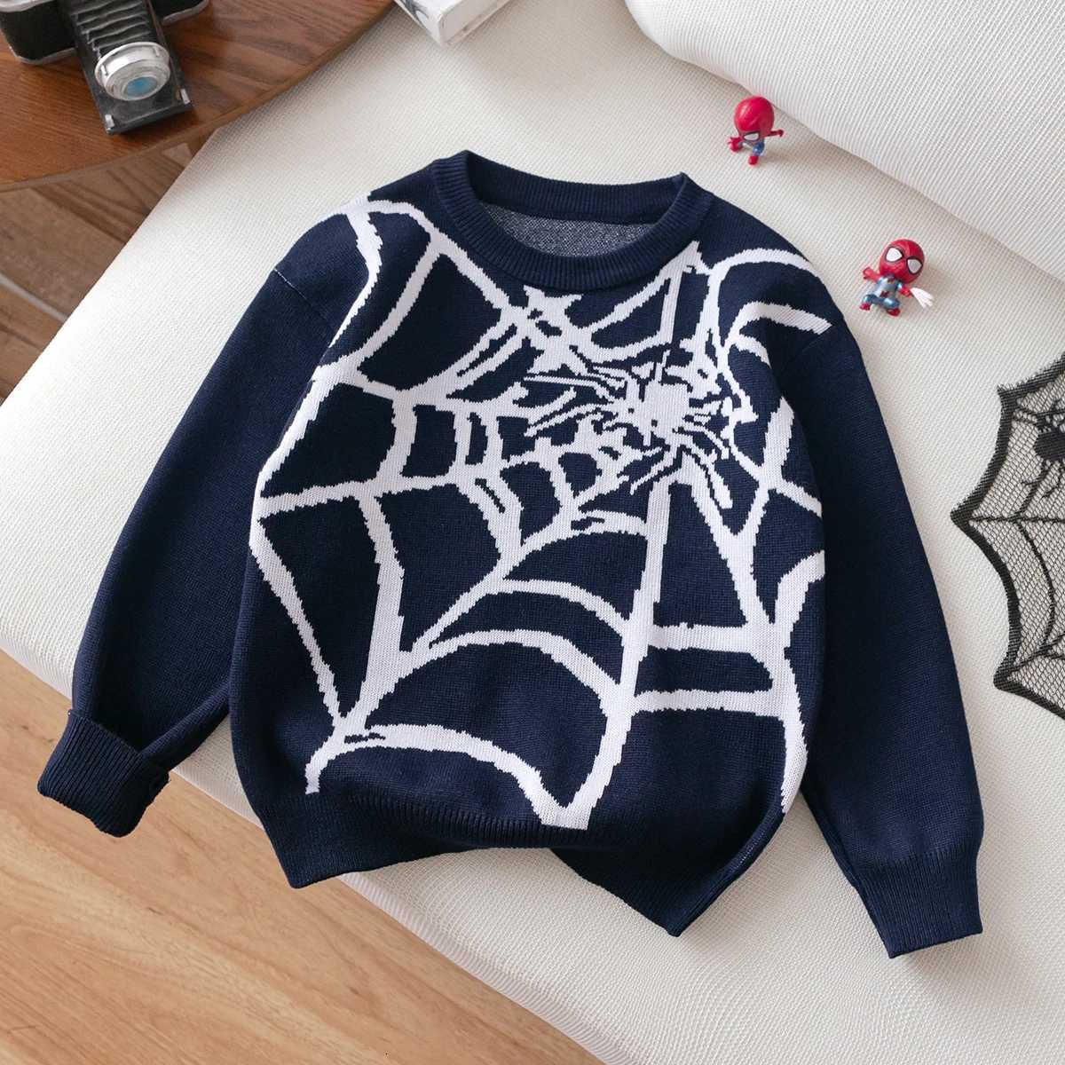 street style spider pattern sweater knitted pullover suitable for daily versatile in spring autumn and winter Z250905
