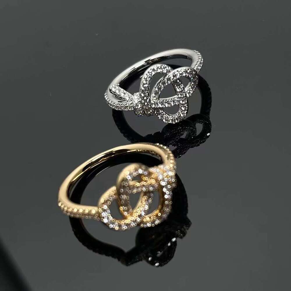 New High Version Dijia Full Diamond Key Women's Fashion Versatile High-end Rose Gold Knot Ring for Index Finger