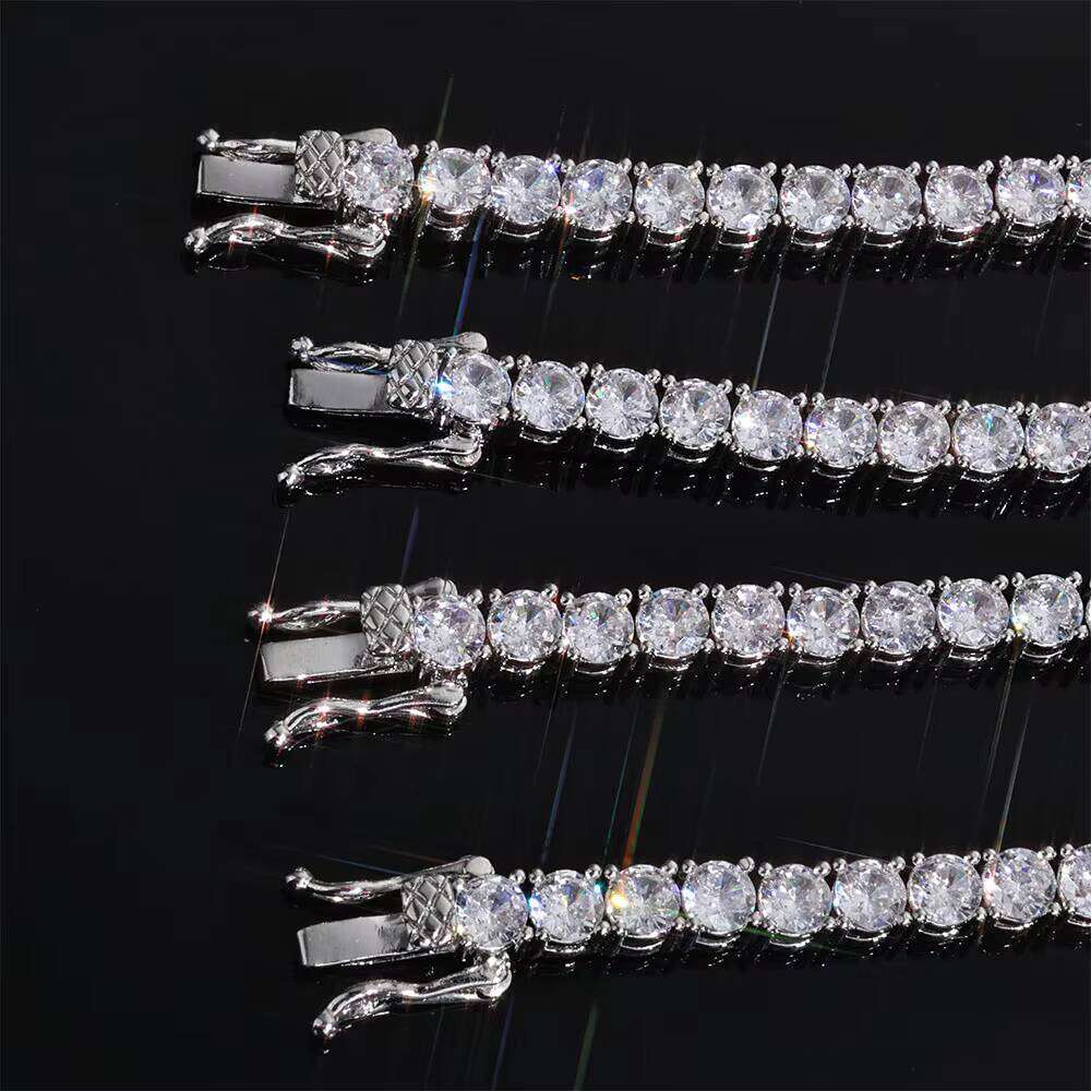 New Arrival Sterling Sier Hip Hop VVS Moissanite Bracelet 4mm Clover Tennis Chain Gift for Men Women Jewelry