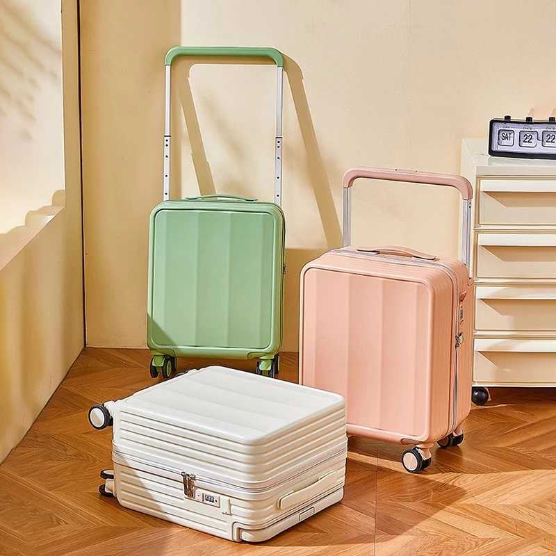Small Suitcase Wide Handle Front Opening Carry on with Luggage USB Cup Holder 1820 inch Mini Trolley Suitcase Trip Cabin Z250905