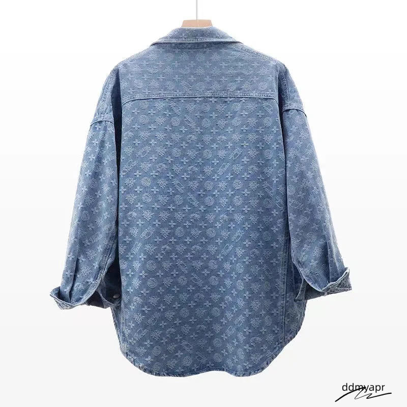 Shirt Womens Autumn ddmyday Dress Korean Version Of Joker Printed Loose Denim Jacket Long Sleeve Jacket250723 ddmyday ddmyday ddmyday ddmyday