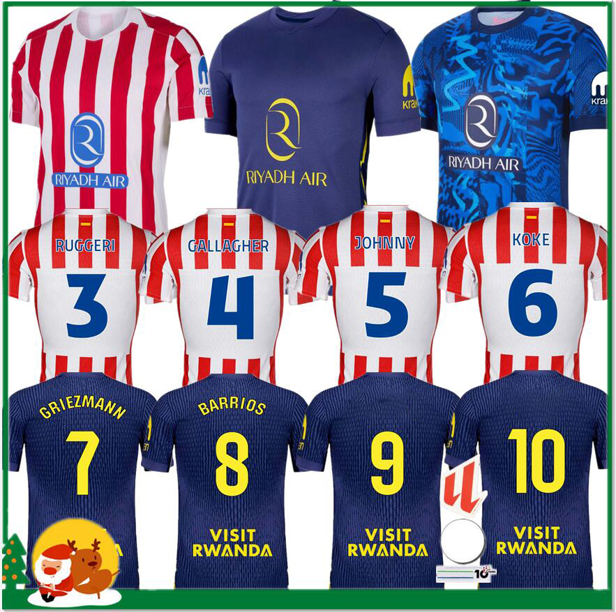 25 26 Atleticos soccer jerseys GRIEZMANN LLORENTE KOKE ALEX BAENA ALMADA ATM football shirt men kids kit sets uniforms ALVAREZ 2025 2026 Gallagher shirts