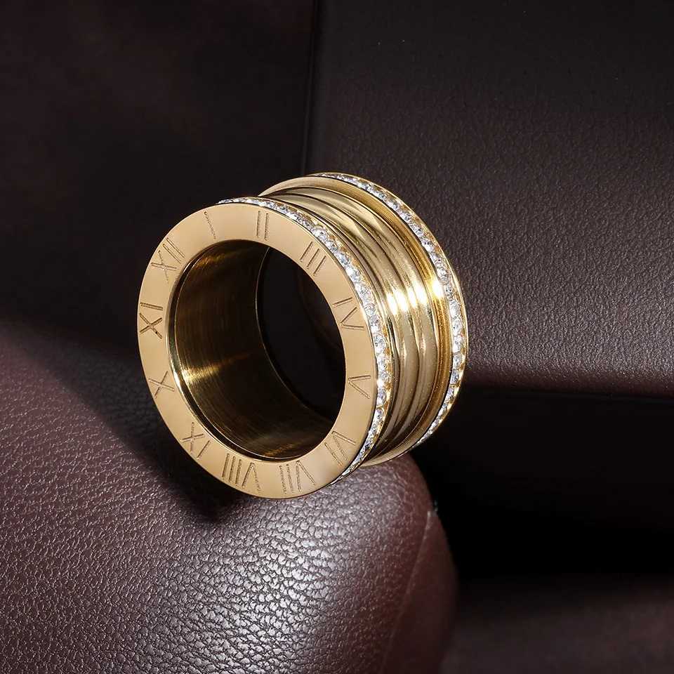 Fashionable Wens Stainl Steel Ring Luxurious Cubic Zirconia Ran Digital Bridal Wedding Jewelry Gift S250905