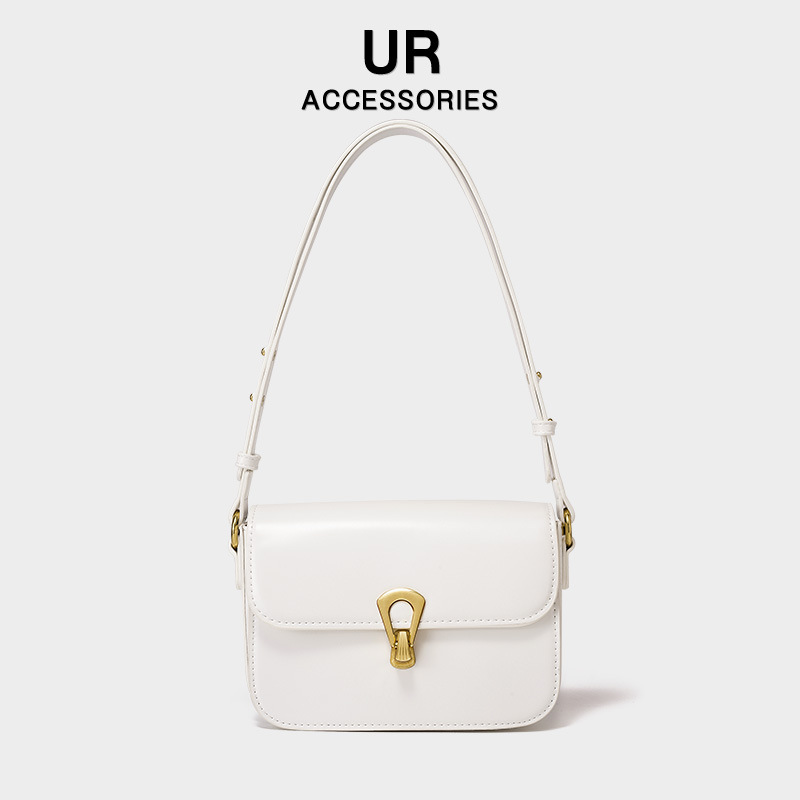 2025 New Women's Design Style Small Square Soft Leather Metal Buckle Commuting Shoulder Crossbody Tofu Bag fashion Designer