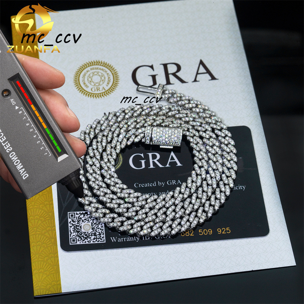 Selling 6mm Pass Diamond Tester 925 Sterling Silver Hip Hop Iced Out Vvs Moissanite Diamond Cuban Link Chain