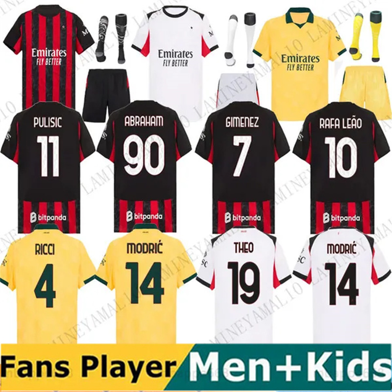 25 26 ACBlack HuangMilan Jerseys 2025 2026 home away THEO PULISIC REIJNDERS TOMORI RAFA LEAO Football shirts uniform fans BONDO JOAO FELIX GIMENEZ 88
