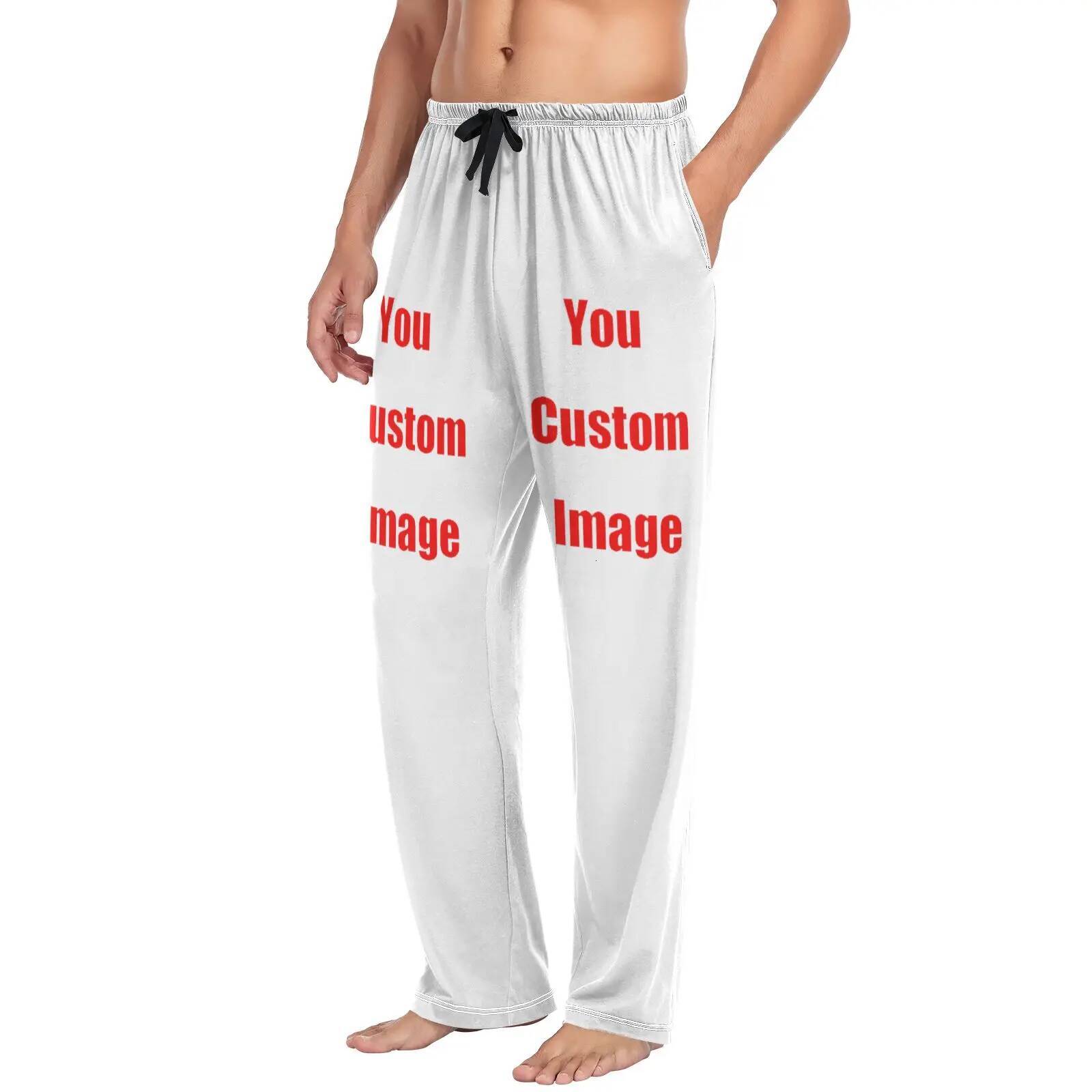 Loose Men's Pama Man Custom Image Design Home Sleepwear Spring Autumn Trousers For Men Pijama Elastic Long Pants pyjama
